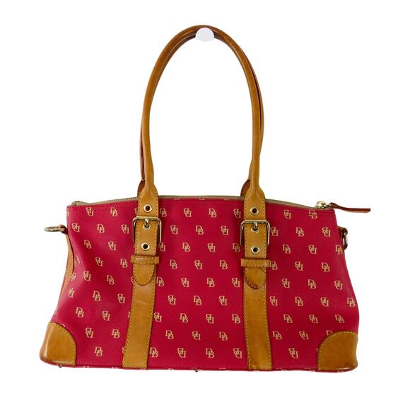 Vintage Dooney & Bourke Berry Pink Leather Domed Satchel Shoulder Bag Purse - Picture 3 of 12